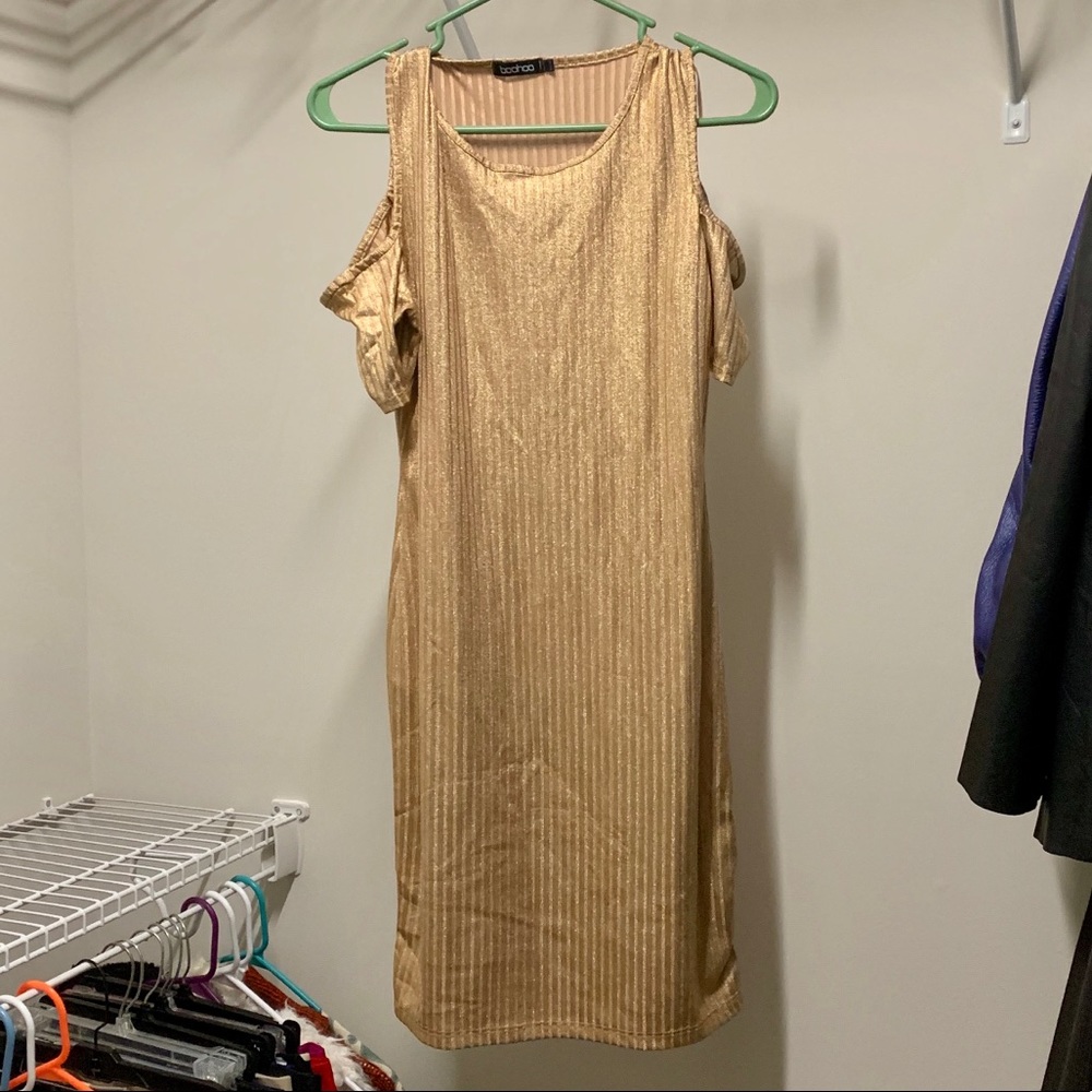Gold metallic mini dress